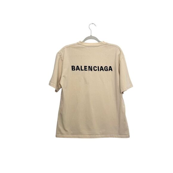 NEW BALENCIAGA UNISEX BACK T-SHIRT MEDIUM FIT IN BEIGE - Picture 8 of 12